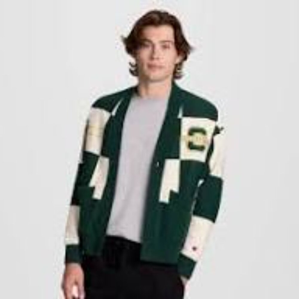 Champion Men's Varsity Check Cardigan Sweater - Green~XL~NWT's~SOLD OUT!~Ltd. Ed